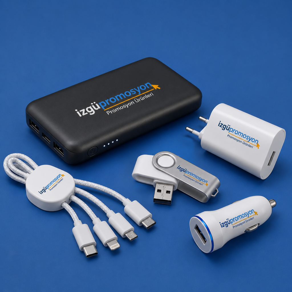 Logo Baskılı Teknoloji Ürünleri | Powerbank, USB Bellek, Şarj Kablosu ve Adaptör | İzgü Promosyon